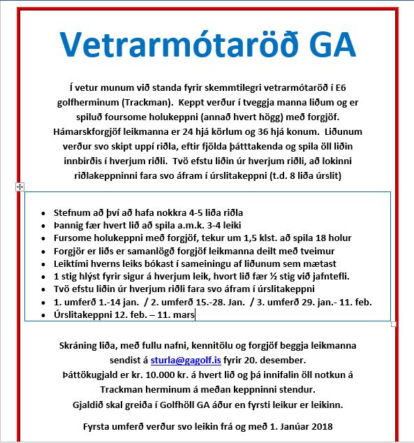 Vetrarmótaröð GA 2018