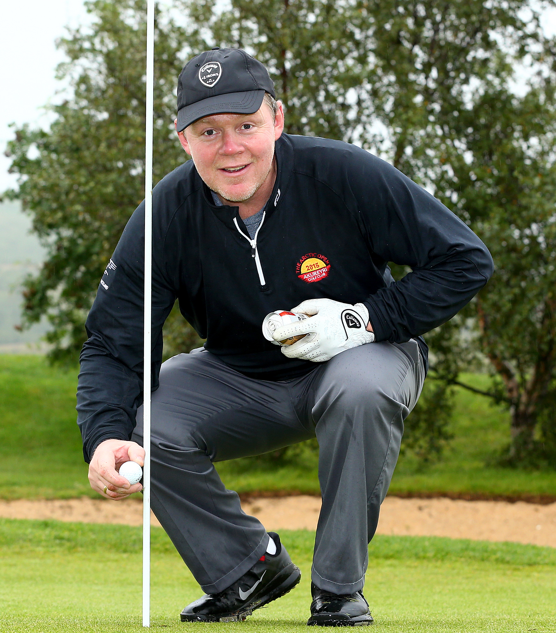 Jón Gunnar Traustason við 18. holuna Jón Gunnar Traustason við 18. holuna