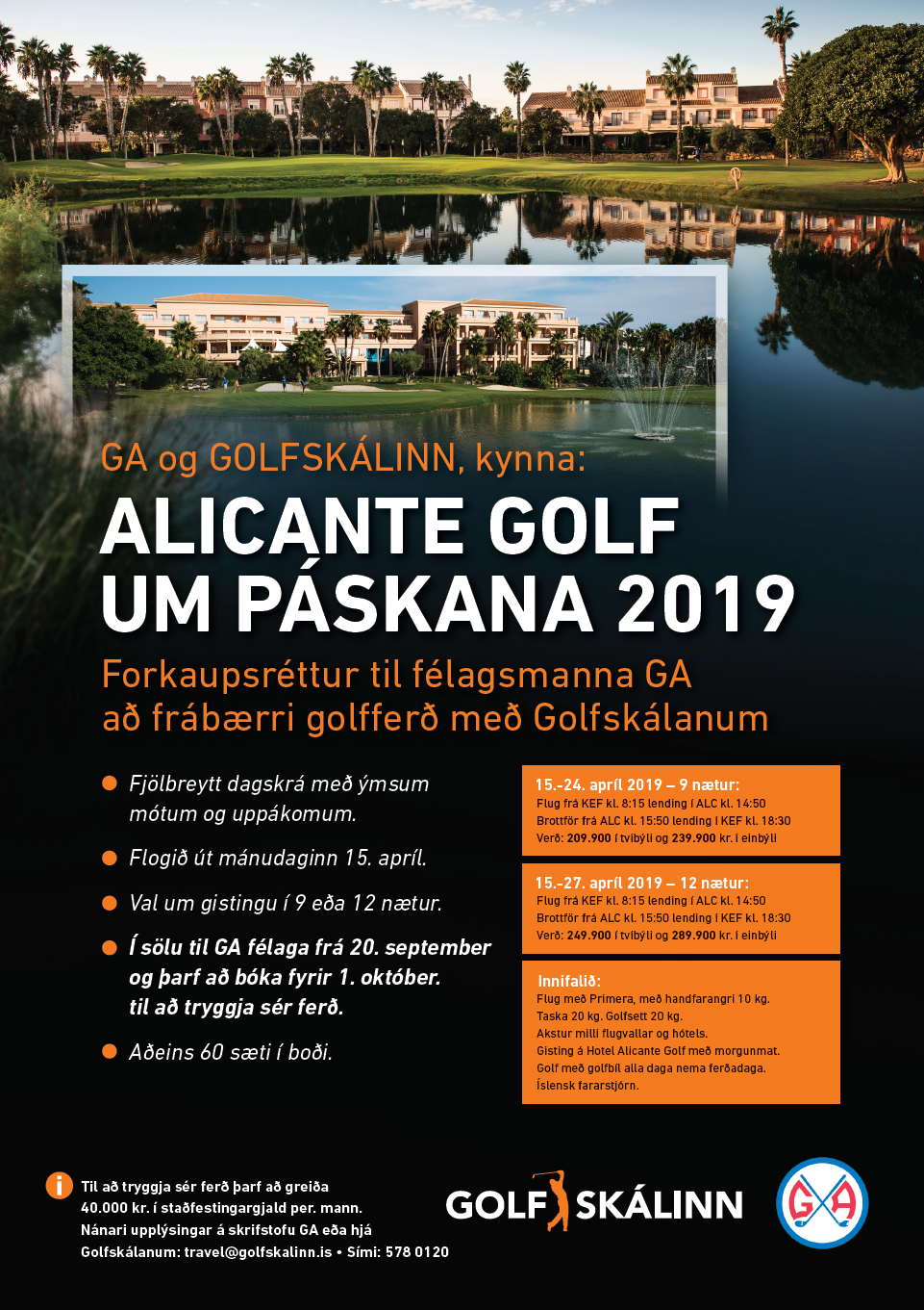 Nokkur sæti laus í golfferð Golfskálans um páskana 2019