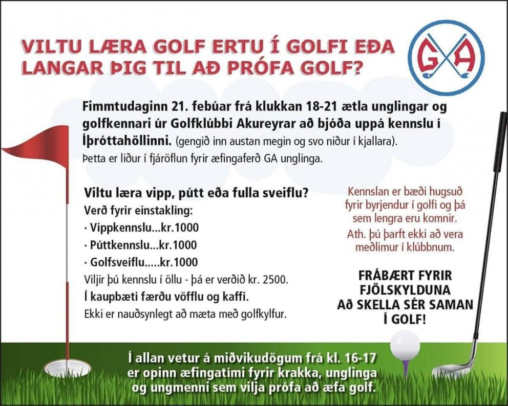 Viltu læra golf eða langar að prufa?