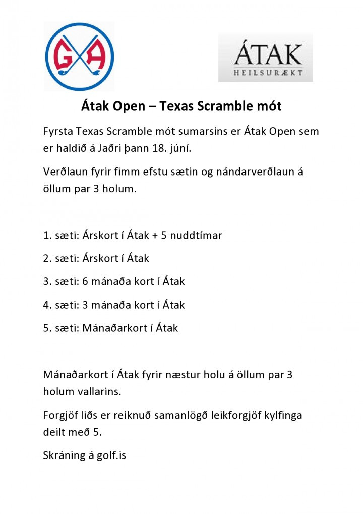Átak Open næsta laugardag