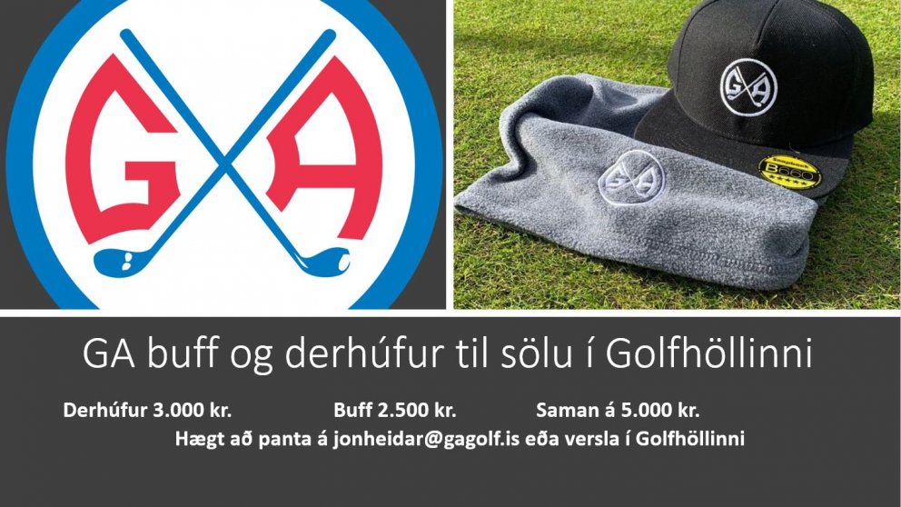 GA derhúfur og GA hálskragar til sölu í Golfhöllinni