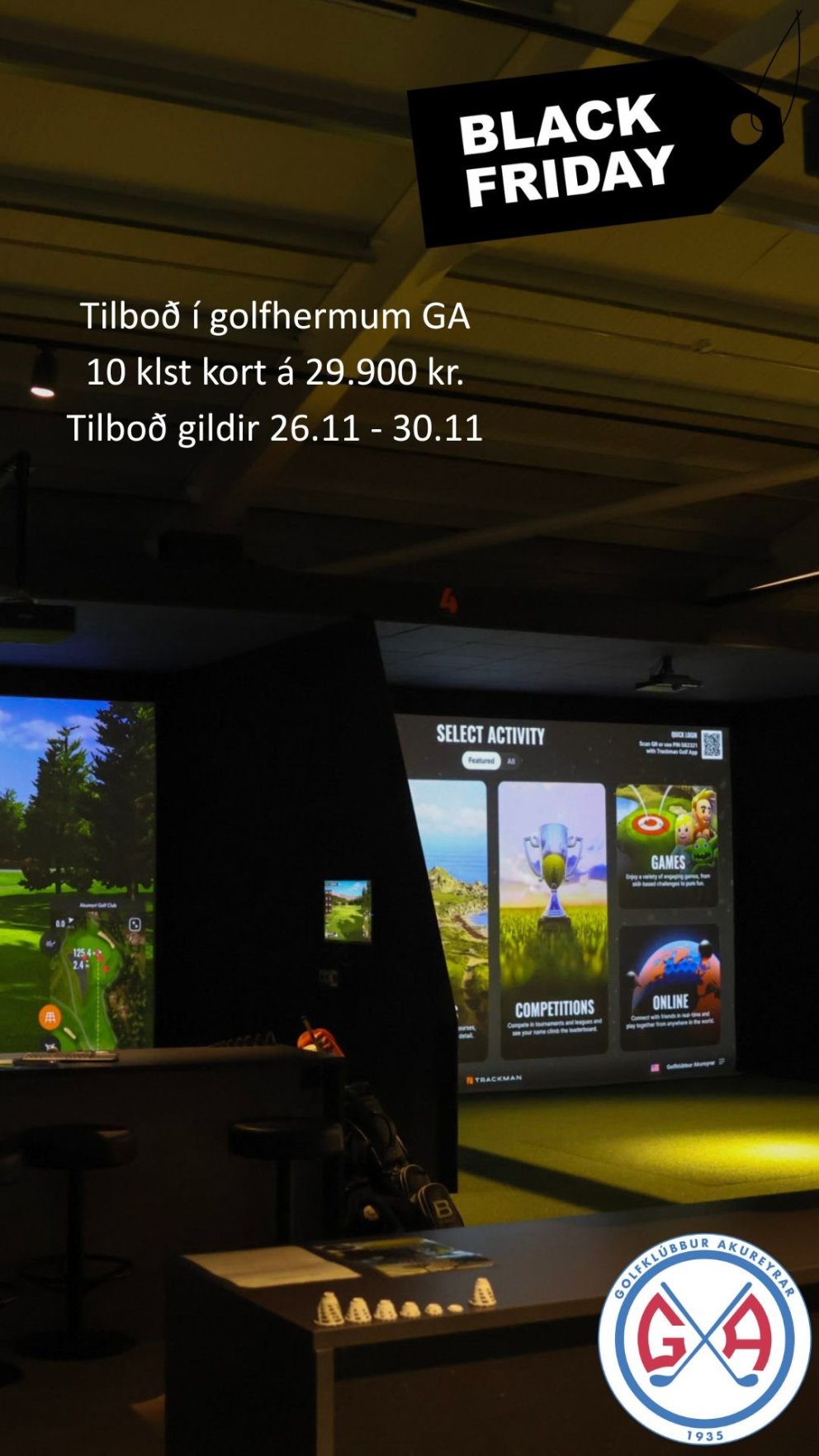 Black Friday tilboð í golfherma GA