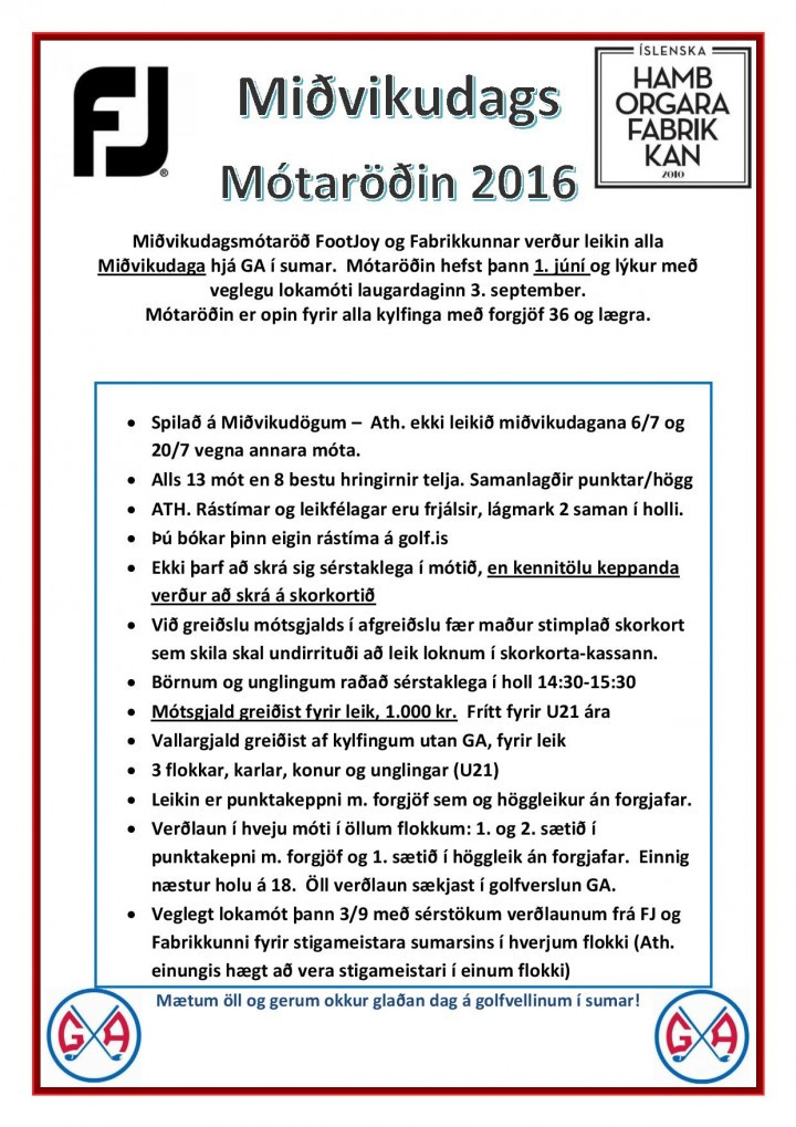 Miðvikudagsmótaröðin hefst á morgun