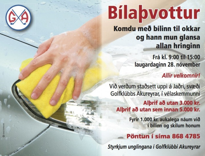 Bílaþvottur á laugardaginn 9-15