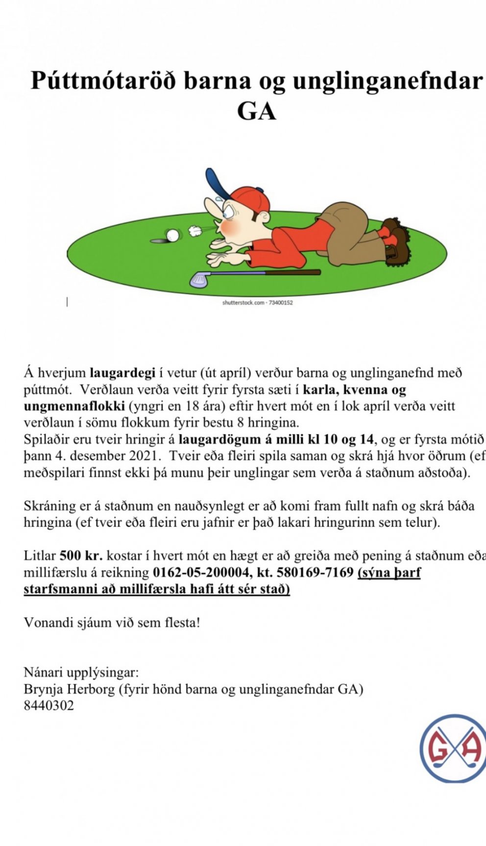 Púttmótaröð barna og unglinganefndar GA