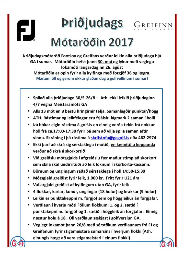 Þriðjudagsmótaröð FJ og Greifans