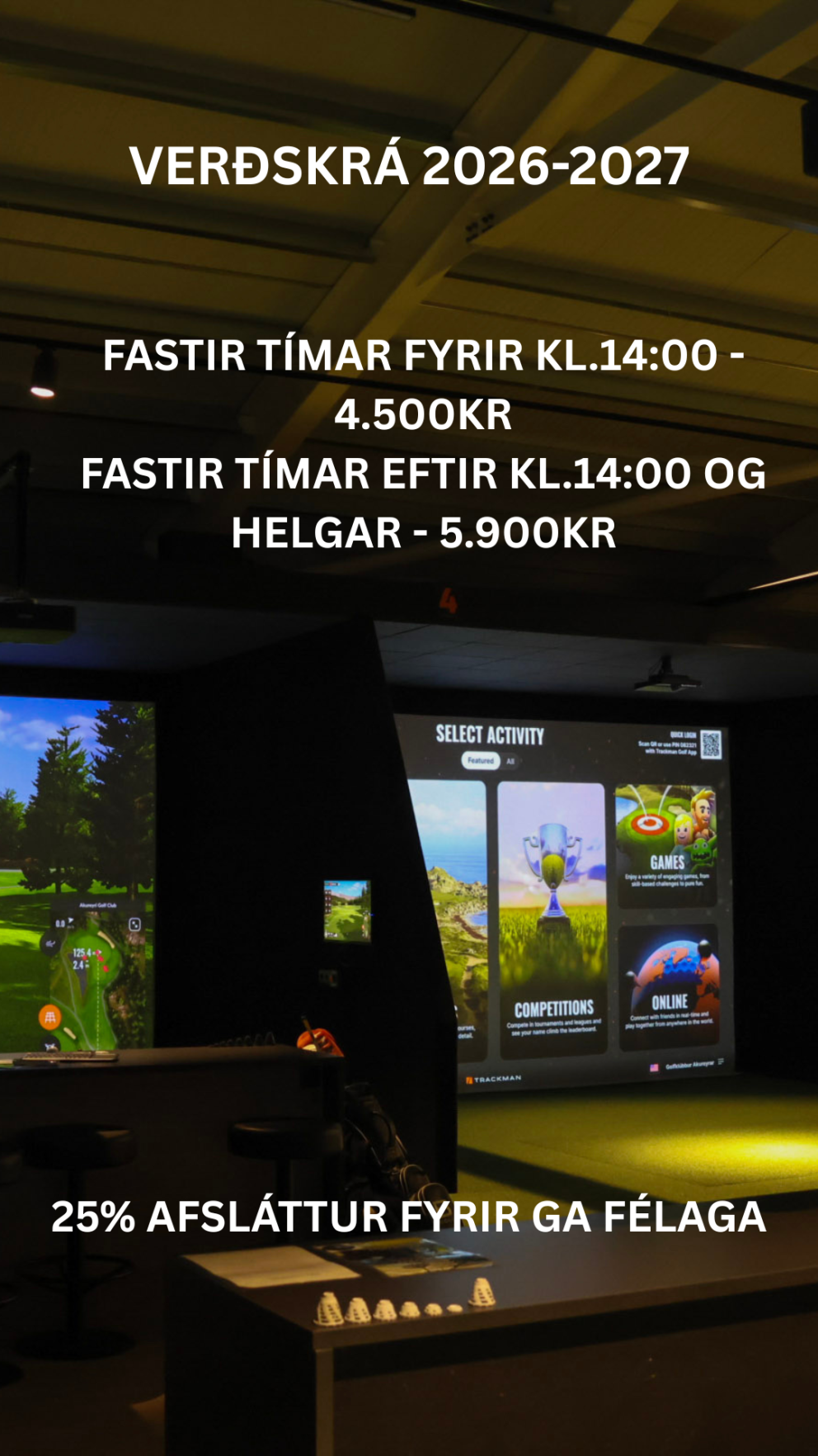 Fastir tímar í golfhermum GA