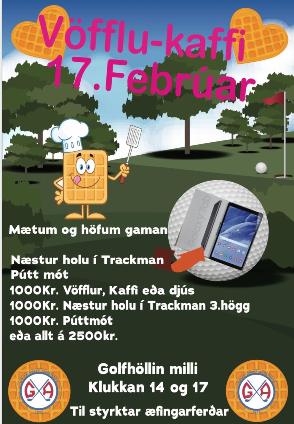 Vöfflukaffi 17. febrúar í Golfhöllinni