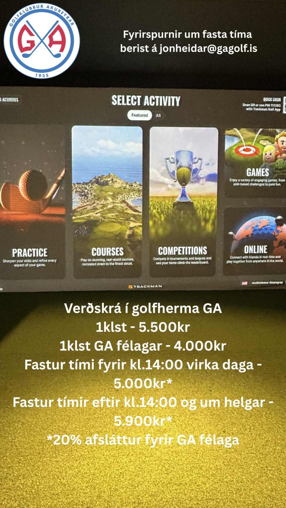 Inniaðstaðan opnar og bókanir á fasta tíma fyrir veturinn hefjast