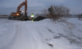 Framkvæmdir við innkeyrslu að Jaðri