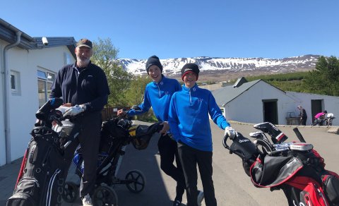 Mikil gleði er meðal kylfinga á Greensomegleðinni.