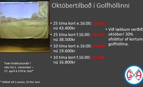 Októbertilboð á kortum í golfherma GA