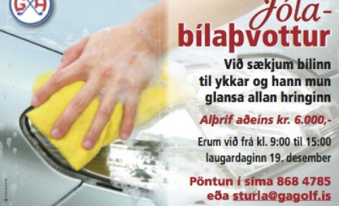 Bílaþvottur laugardaginn, 19. des. kl. 9:00-15:00.