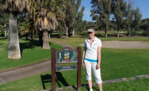 Stefanía Kristín spilar með the Falcons, golfliði háskóla síns í USA