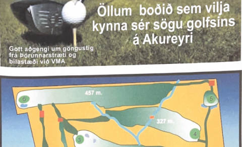 Minningarskilti um Golfvöllinn Nýrækt á Eyrarlandsholti